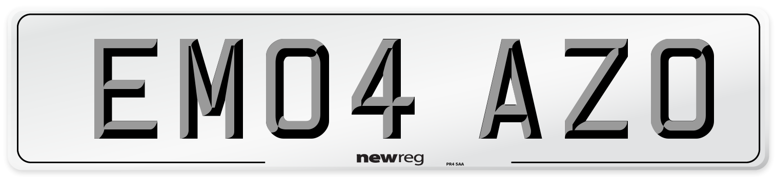 EM04 AZO Number Plate from New Reg
